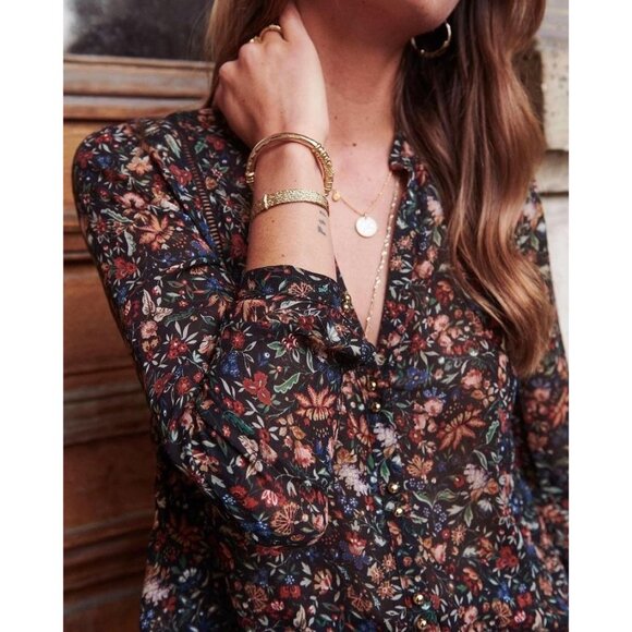 SEZANE Sixtine Long Sleeve Floral Blouse RARE - Picture 2 of 13